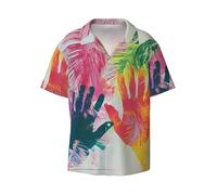 WZYCWB Paint Handprints - Camicia a maniche corte da uomo, stile casual, con bottoni, per vacanze e spiaggia, Nero, M