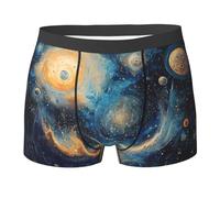 WZYCWB Painting Planet Boxer da uomo (S-XXL) - tessuto elastico leggero, traspirante, assorbe il sudore, free stretch, Nero, M