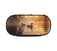 WZYCWB Paio di Mallard Ducks - Astuccio portamatite, grande capacità, multifunzione, portatile e resistente, per ufficio e scuola, Nero , Taglia unica, Beauty Case