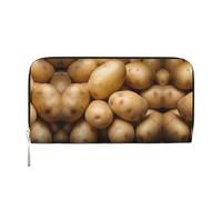 WZYCWB Pallacanestro sul fuoco e acqua Fiamma Splashing Pochette in pelle portafogli con cerniera e porta carte sono perfetti per i viaggi o l'uso quotidiano, Patate, Taglia unica