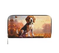 WZYCWB Pallacanestro sul fuoco e acqua Fiamma Splashing Pochette in pelle portafogli con cerniera e porta carte sono perfetti per i viaggi o l'uso quotidiano, Beagle Nerd, Taglia unica
