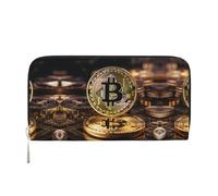 WZYCWB Pallacanestro sul fuoco e acqua Fiamma Splashing Pochette in pelle portafogli con cerniera e porta carte sono perfetti per i viaggi o l'uso quotidiano, Monete Con B, Taglia unica