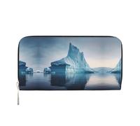 WZYCWB Pallacanestro sul fuoco e acqua Fiamma Splashing Pochette in pelle portafogli con cerniera e porta carte sono perfetti per i viaggi o l'uso quotidiano, Iceberg, Taglia unica