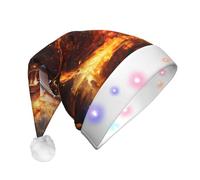 WZYCWB Pallacanestro sul fuoco e fiamma dell'acqua che spruzza cappelli di Babbo Natale adulti, regali di festa di Natale di capodanno, unisex capodanno LED cappelli di Babbo Natale