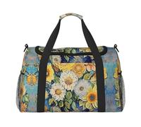 WZYCWB Panda cubs in the forest Borsa da viaggio portatile borsa da weekend borsa fitness yoga borsa adatta per fitness e altri scenari, Olio su Tela Fiori, Taglia unica