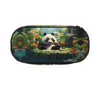 WZYCWB Panda in The Pool - Astuccio portamatite di grande capacità, multifunzione, portatile e resistente, per ufficio e scuola, Nero , Taglia unica, Beauty Case