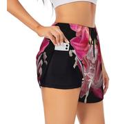 WZYCWB Pantaloncini sportivi estivi con stampa mantide orchidea, ideali per corsa, palestra e yoga, nero, XX-Large