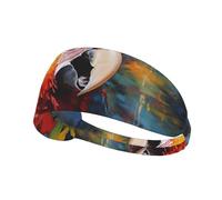 WZYCWB Pappagallo con piume colorate Fascia sportiva stampata, fascia per il sudore sportiva, traspirante