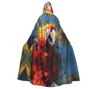WZYCWB Pappagallo con piume colorate Mantello a sfera fantasia, abito da mago esteso per adulti, costume in maschera, abito da festa a tema carnevale