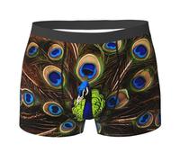 WZYCWB Peacock Spreads Its Tail Boxer da uomo (S-XXL) - tessuto elastico leggero, traspirante, assorbe il sudore, free stretch, nero, X-Large