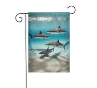 WZYCWB Pesce nel mare profondo Bandiere decorative da giardino stampate, piccole bandiere impermeabili all'aperto, decorazione atmosfera festosa