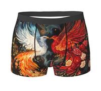 WZYCWB Phoenix and Rose Boxer da uomo (S-XXL) - tessuto elastico leggero, traspirante, assorbe il sudore, free stretch, nero, X-Large
