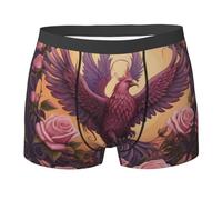 WZYCWB Phoenix and Rose Boxer da uomo (S-XXL) - tessuto elastico leggero, traspirante, assorbe il sudore, free stretch, nero, Small