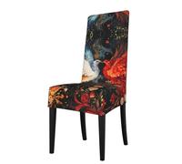 WZYCWB Phoenix and Rose - Coprisedia elasticizzato per sedie da pranzo con schienale quadrato, predicatore, sedia da pranzo, copertura protettiva rimovibile
