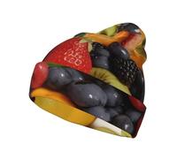 WZYCWB Piatto di frutta fresca con motivi a gocce d'acqua, cappello invernale caldo e confortevole, antivento e traspirante, per le stagioni fredde, nero