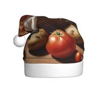 WZYCWB Piccolo cappello di Babbo Natale con motivo pomodorini, adatto per feste di Natale, feste di Capodanno e spettacoli teatrali.