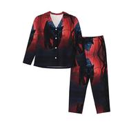 WZYCWB Pigiama a maniche lunghe stampato con pantere da caccia - Morbido set da 2 pezzi, comodo pigiama autunno/inverno, Nero , S