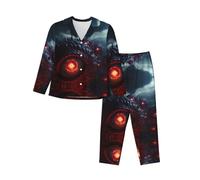 WZYCWB Pigiama da donna The Devil's Eye. stampa a maniche lunghe - Morbido e caldo abbigliamento da casa autunno/inverno -, Nero , XXL