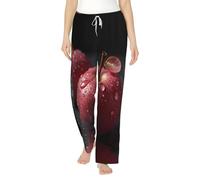 WZYCWB Pigiama Donna Flanella Fantasia Frutta Cera Rosa - Loungewear Autunno/Inverno -, Nero, M