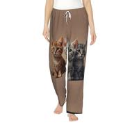 WZYCWB Pigiama Donna Flanella Stampa Tre gattini - Abbigliamento da casa Autunno/Inverno -, Nero , 3XL