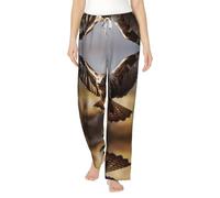 WZYCWB Pigiama Flanella Donna Fantasia Avvoltoio Serpente Soaring - Autunno/Inverno Loungewear -, Nero, L