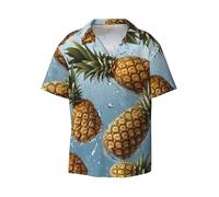 WZYCWB Pineapple - Camicia a maniche corte da uomo, casual, con bottoni, per vacanze e spiaggia, nero, M