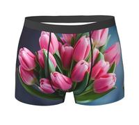 WZYCWB Pink Tulips Boxer da uomo (S-XXL) - tessuto elastico leggero, traspirante, assorbe il sudore, free stretch, Nero, L