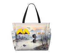 WZYCWB pittura a inchiostro paesaggio Borsa da spiaggia grande borsa da viaggio palestra piscina cerniera borsa portaoggetti