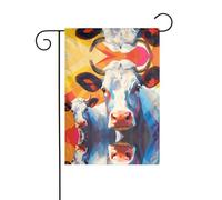 WZYCWB Pittura ad acquerello di due mucche Bandiere decorative da giardino stampate, piccole bandiere impermeabili all'aperto, decorazione di atmosfera festosa