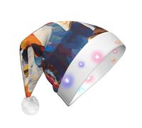 WZYCWB Pittura ad acquerello di due mucche con cappello di Babbo Natale | Cappello di peluche luminoso per Natale, Capodanno ed eventi di festa