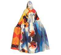 WZYCWB Pittura ad acquerello di due mucche con cappuccio stampato mantello - Perfetto per feste di Halloween, spettacoli teatrali e servizi fotografici.