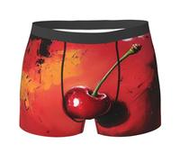 WZYCWB Pittura ad olio ciliegia Boxer da uomo (S-XXL) - tessuto elastico leggero, traspirante, assorbe il sudore, free stretch, Nero, XXL