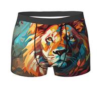 WZYCWB pittura ad olio di un leone Boxer da uomo stampati - slip traspiranti e ad asciugatura rapida, multiplo (S-XXL), Nero, Medium