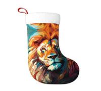 WZYCWB pittura ad olio di un leone Stampe calze di Natale, appese al camino camino, sono perfetti per contenere regali e dolci.