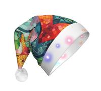 WZYCWB Pittura ad olio di un serpente con cappello di Babbo Natale | Cappello di peluche incandescente per Natale, Capodanno ed eventi di festa