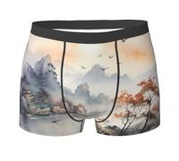 WZYCWB Pittura di uccelli e montagne Boxer da uomo stampati - slip traspiranti e ad asciugatura rapida, multiplo (S-XXL), Nero, XL