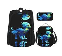WZYCWB Pixel Griffin Zaino (set da 3 pezzi), zaino di grande capacità, borsa per la scuola per studenti, astuccio, borsa per il pranzo