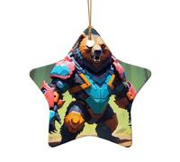 WZYCWB Pixel Predator Bear ciondolo in ceramica a forma di stella, perfetto per decorare l'albero di Natale per feste invernali
