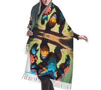 WZYCWB Pixel Predator Bear - Sciarpa lunga da donna, elegante e versatile autunno/inverno, scialle lavorato a maglia morbida, traspirante e calda