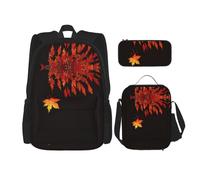 WZYCWB Pixelated Maple Backpack set (set da 3 pezzi) - borsa per la scuola per studenti + astuccio + borsa per il pranzo, zaino di grande capacità