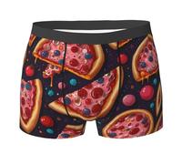 WZYCWB Planet Color Pink Pizza Boxer da uomo (S-XXL) - tessuto elastico leggero, traspirante, assorbe il sudore, free stretch, nero, X-Large