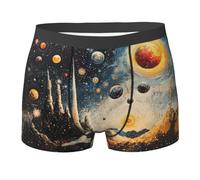 WZYCWB Planet Ground Boxer da uomo (S-XXL) - tessuto elastico leggero, traspirante, assorbe il sudore, free stretch, Nero, S