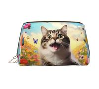 WZYCWB Plumage - Trousse da donna in pelle stampata, elegante e morbida, resistente, Gatto giocoso, Taglia unica