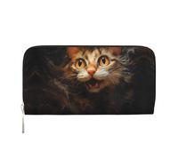 WZYCWB pochette in pelle con cane acquerello portafogli con cerniera e porta carte sono perfetti per i viaggi o l'uso quotidiano, Testa di gatto acquerello, Taglia unica