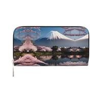 WZYCWB Pochette in pelle con chiusura a cerniera e porta carte di credito sono perfetti per i viaggi o l'uso quotidiano, Mt. Fuji all'inizio della primavera, One Size