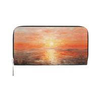 WZYCWB Pochette in pelle con cigni bianchi da nuoto con cerniera e porta carte sono perfetti per i viaggi o l'uso quotidiano, Tramonto nell'olio, Taglia unica