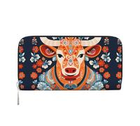 WZYCWB Pochette in pelle con cigni bianchi da nuoto con cerniera e porta carte sono perfetti per i viaggi o l'uso quotidiano, Bovini robusti, Taglia unica