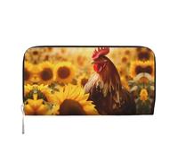 WZYCWB Pochette in pelle con cigni bianchi da nuoto con cerniera e porta carte sono perfetti per i viaggi o l'uso quotidiano, Girasoli e Polli, Taglia unica