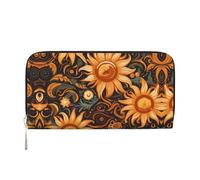 WZYCWB Pochette in pelle con cigni bianchi da nuoto con cerniera e porta carte sono perfetti per i viaggi o l'uso quotidiano, Linee Girasole, Taglia unica