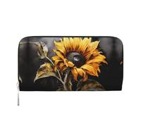 WZYCWB Pochette in pelle con cigni bianchi da nuoto con cerniera e porta carte sono perfetti per i viaggi o l'uso quotidiano, Illustrazione di girasole, Taglia unica